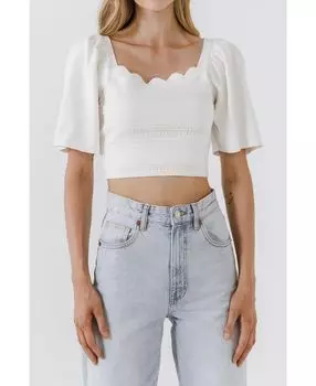 Женский топ с квадратным вырезом и короткими рукавами endless rose, белый
