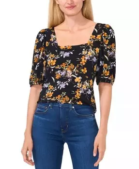 Женский топ с квадратным вырезом и пышными рукавами с цветочным принтом CeCe, мультиколор