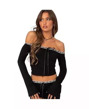 Женский топ с ленточной отделкой Seline Edikted, черный