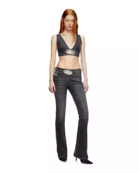 Женский топ с логотипом и V-образным вырезом Diesel, черный