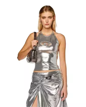 Женский топ с металлизированными ремешками Diesel, серебряный