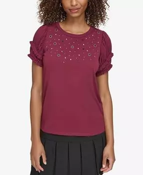 Женский топ с многослойными рукавами и присборенными украшениями KARL LAGERFELD PARIS, фиолетовый