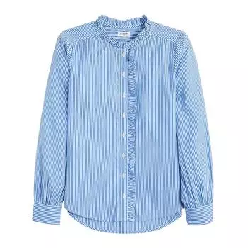 Женский топ с оборками и застежкой на пуговицы в синем/белом цвете J.Crew