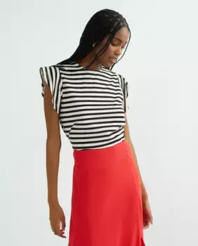 Женский топ с оборками на рукавах Vila, черный