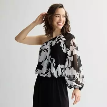 Женский топ с одним рукавом Intempo, цвет black white floral