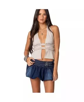 Женский топ с открытой спиной и лямкой Luma с разрезом спереди Edikted, серый