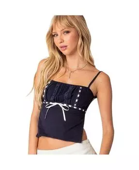 Женский топ с открытой спиной и отделкой лентой Edikted, синий