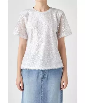 Женский топ с открытой спиной и пайетками Grey Lab, белый