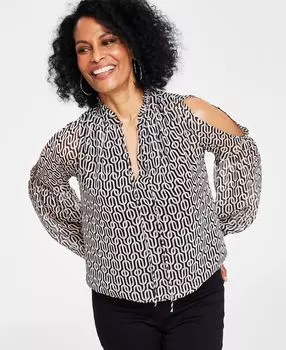 Женский топ с открытыми плечами и принтом I.N.C. International Concepts