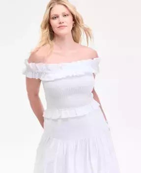 Женский топ с открытыми плечами и сборкой On 34th, белый