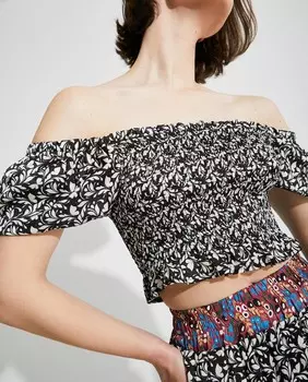 Женский топ с открытыми плечами с принтом Nalle, черный