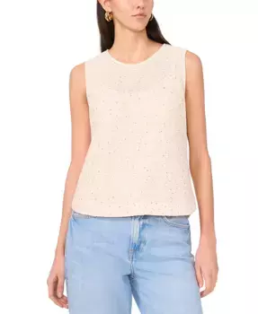 Женский топ с пайетками без рукавов и круглым вырезом Vince Camuto, коричневый/бежевый