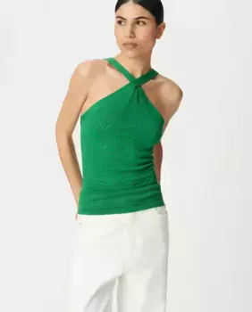 Женский топ с перекрещивающимся воротом IKKS, зеленый