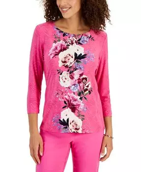 Женский топ с принтом Genevieve Garden JM Collection, розовый