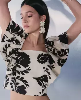 Женский топ с принтом и оборками Tintoretto, белый