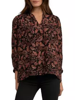 Женский топ с принтом и застежкой на пуговицы ELAN, цвет black autumn print