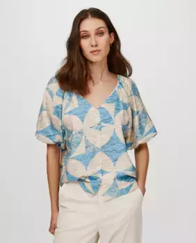 Женский топ с принтом Object, синий