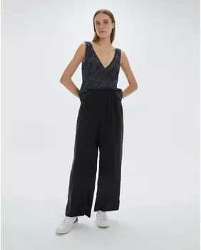 Женский топ с принтом, V-образным вырезом и бретелями System Action, черный