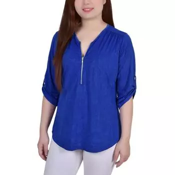 Женский топ с принтом животных, эластичный, на пуговицах NY Collection, цвет royal sakadotduo