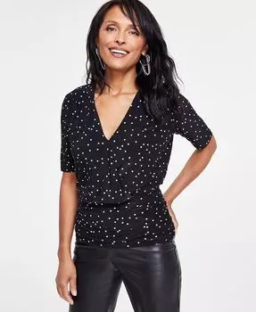 Женский топ с присборенной талией и рукавами до локтя с принтом I.N.C. International Concepts, цвет Dita Dot