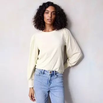 Женский топ с присборенными манжетами LC Lauren Conrad, цвет Ivory Tusk