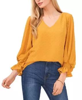 Женский топ с присборенными манжетами в горошек Vince Camuto, мульти