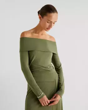 Женский топ с прямым вырезом и длинными рукавами Scalpers, цвет Kaki