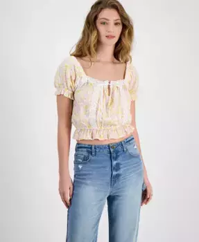 Женский топ с пышными рукавами Sweetheart Puff-Sleeve Self Esteem, мультиколор