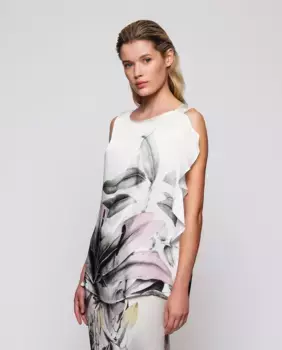 Женский топ с расположенным цветочным принтом Mirto, белый