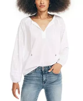 Женский топ с разрезом и вышивкой Nautica, белый