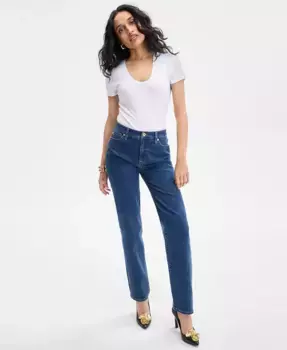 Женский топ с ребристой вязкой и круглым вырезом I.N.C. International Concepts, белый