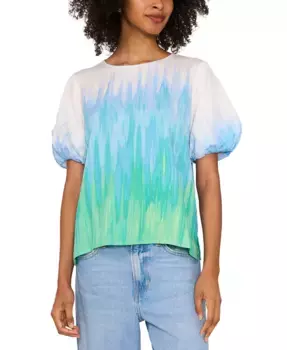 Женский топ с рукавами-фонариками в технике тай-дай Vince Camuto, зеленый