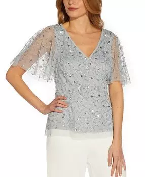 Женский топ с рукавами-крылышками, расшитый бисером Adrianna Papell