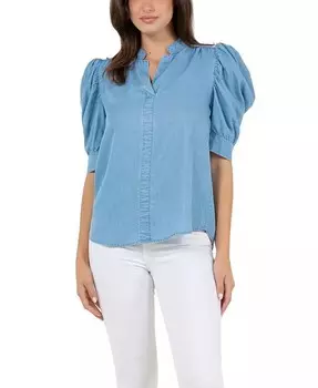 Женский топ с рукавами со рюшами Fever, синий