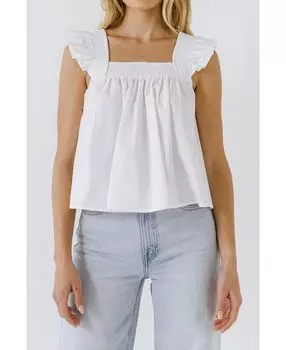 Женский топ с рюшами English Factory, белый