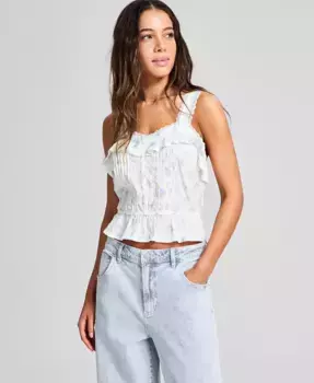 Женский топ с широкими бретелями и рюшами And Now This, белый