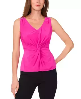 Женский топ с V-образным вырезом без рукавов и скрученным передом MSK, розовый