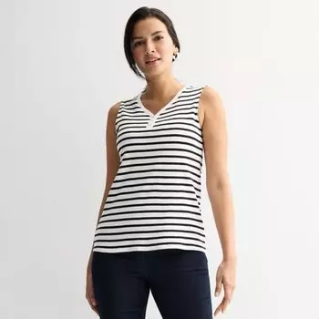 Женский топ с v-образным вырезом Croft & Barrow, цвет black stripe