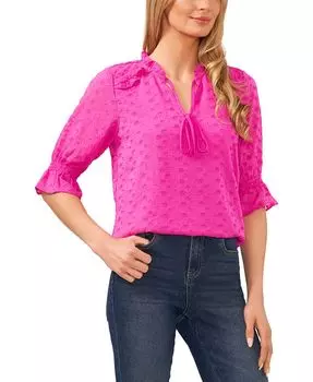 Женский топ с v-образным вырезом и вышивкой CeCe, розовый