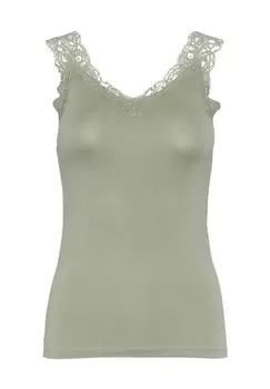 Женский топ с V-образным вырезом и кружевными деталями PIECES, цвет 288215 Tea