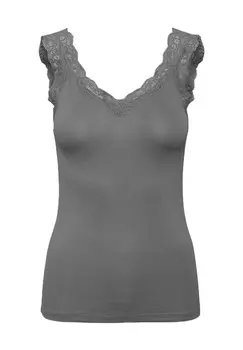 Женский топ с V-образным вырезом и кружевными деталями PIECES, цвет 294399 December Stone