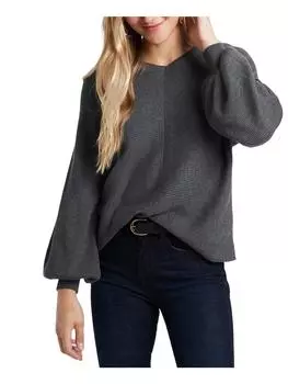 Женский топ с V-образным вырезом и рукавами-фонариками 1.State, цвет medium heather