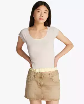 Женский топ с V-образным вырезом в рубчик Tommy Jeans, белый