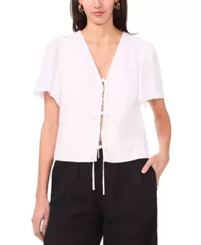 Женский топ с V-образным вырезом, завязками и расклешенными рукавами 1.STATE, белый