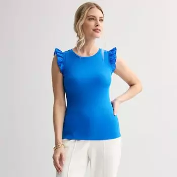 Женский топ с воланами из комбинированных материалов Nine West, цвет santorini blue