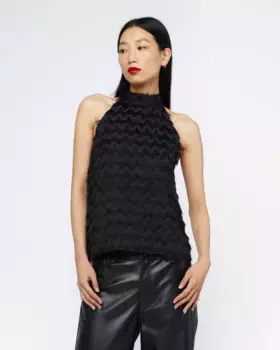 Женский топ с воротником-бретелькой и бахромой Wild Pony, черный