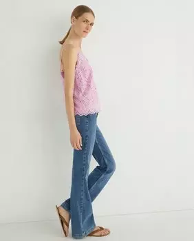 Женский топ с воротником-стойкой из 100% органического хлопка Yas, светло-розовый