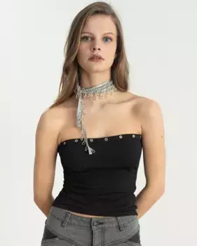 Женский топ с вырезом без бретелек и отделкой в виде кольца Noon, цвет Crudo