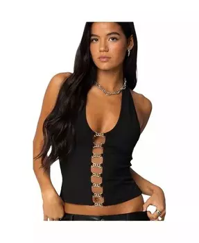 Женский топ с вырезом Chain Reaction Edikted, черный