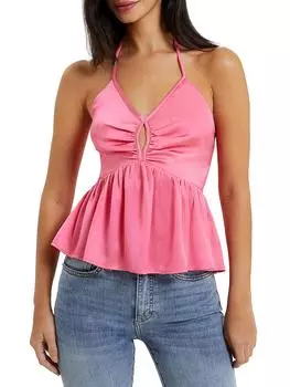 Женский топ с вырезом и сборками French Connection, цвет camellia rose